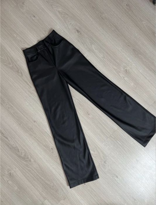 Шкіряні штани wide leg 32