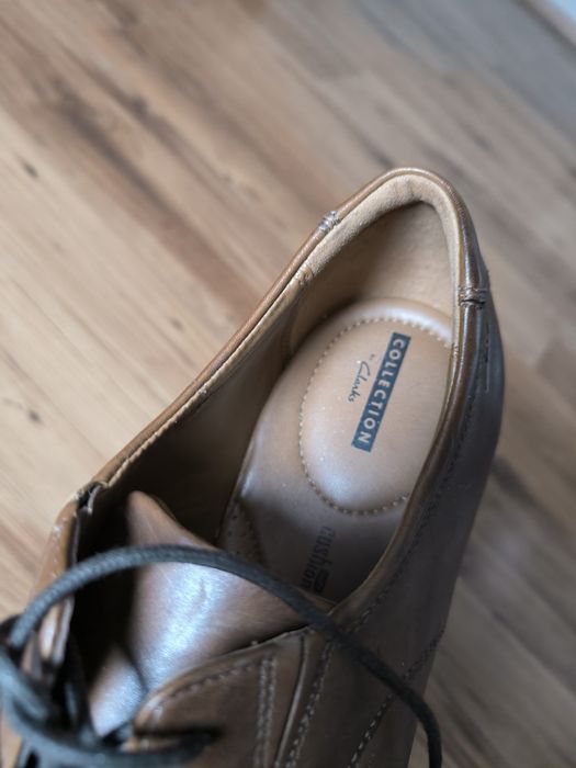 Clarks buty męskie eleganckie 44 1/2 brązowe półbuty skórzane soft