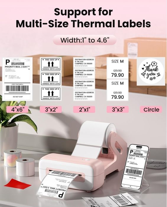 Phomemo PM246S Принтер транспортних етикеток Bluetooth, термопринтер е