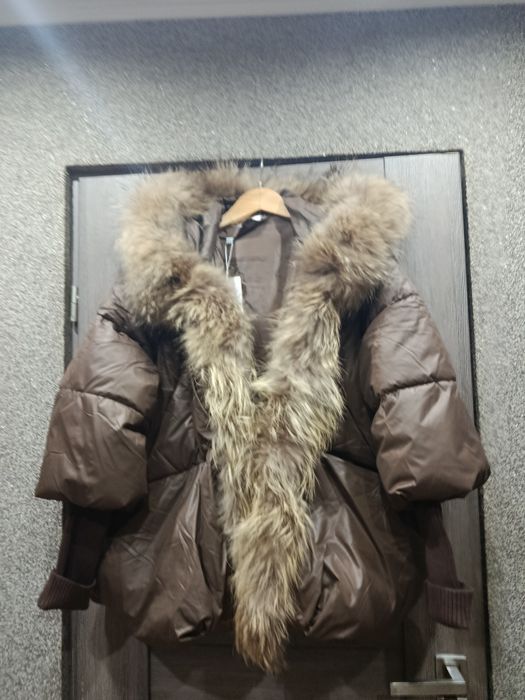 Kurtka pikowana oversize brąz