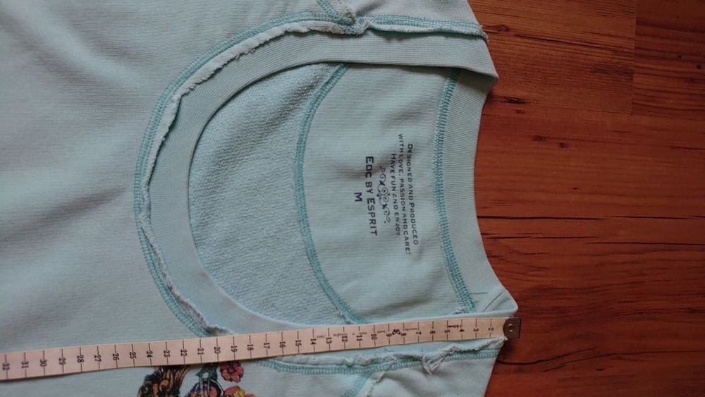 EDC by Esprit Bluza damska M Tatoo głęboki dekolt jasny turkus