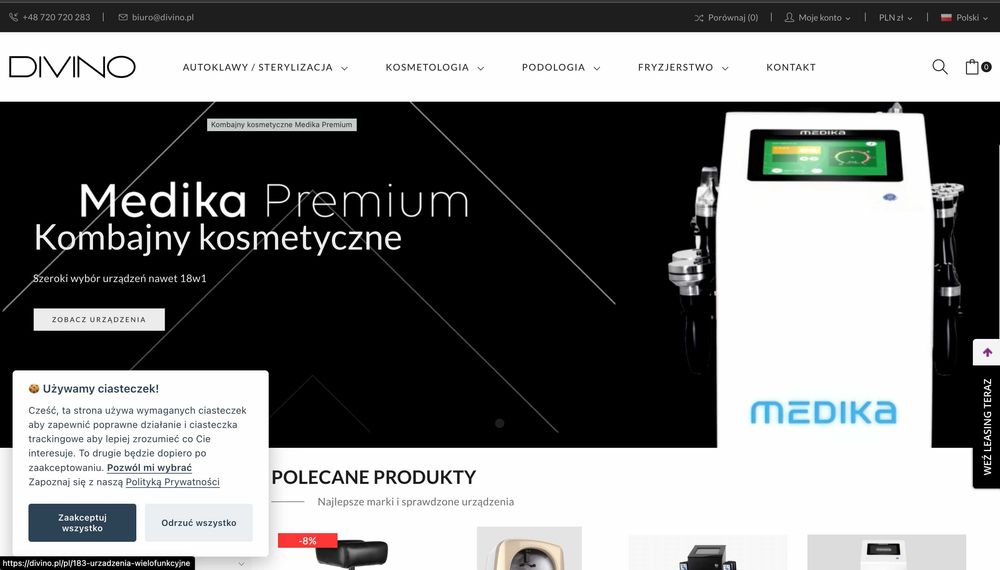 Sprzedam sklep internetowy Divino.pl kosmetologia /beauty /fryzjerstwo