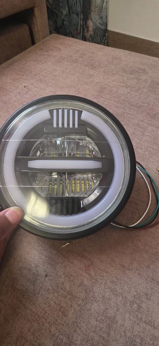 Farol led redondo universal para motocicleta, 7,5 polegadas.