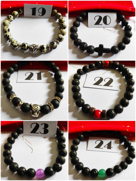 Pulseira pedras / contas para homem e mulher com bolsa vermelha