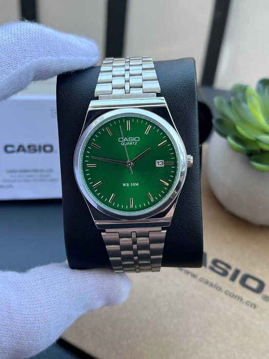 Годинник Casio MTP-VC01 Silver-Green | часы касыо A159 | MTP-B145D