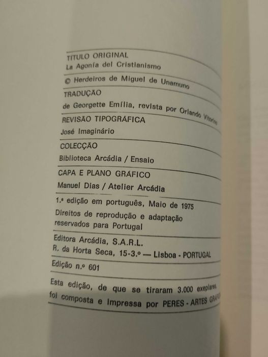 A Agonia do Cristianismo 1975 Miguel de Unamuno
