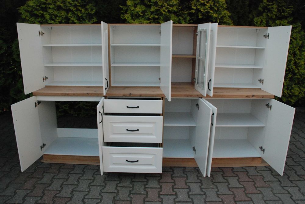 Meble kuchenne Białe/Artisan MDF frezowany - Nowe - styl Prowansalski