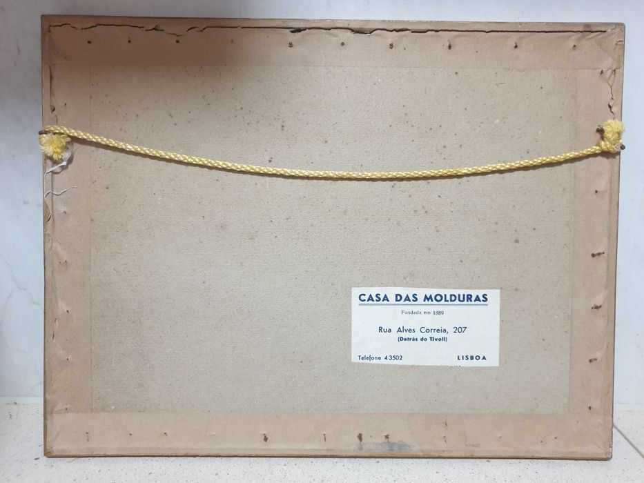 Antiga serigrafia com motivo de caça emoldurada