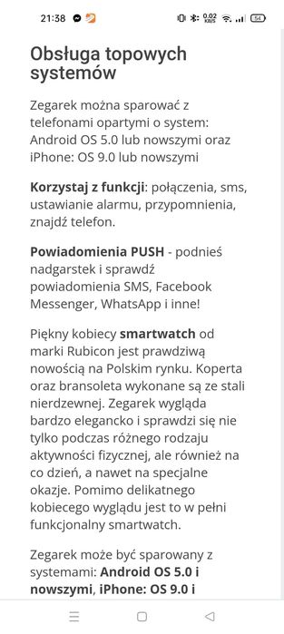 Smartwatch Rubicon  RNBE37