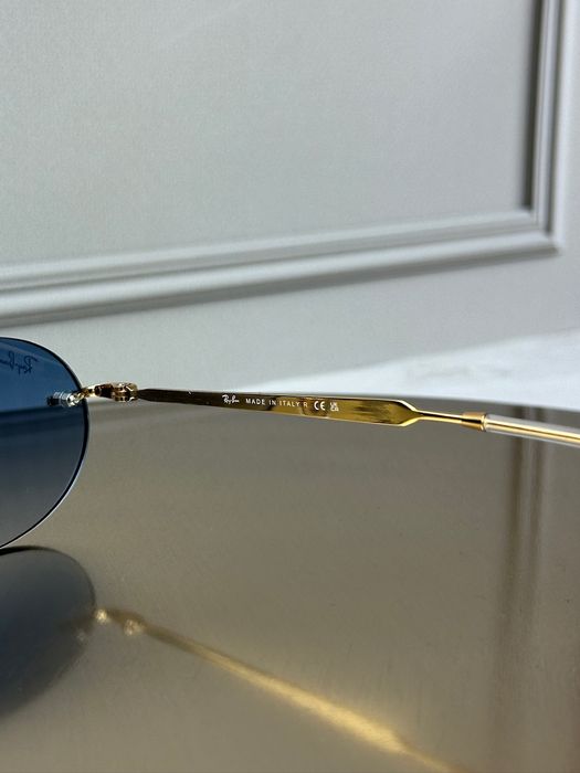 Сонцезахисні окуляри Ray-Ban RB3767 золото блакитна лінза овальні безоправні унісекс