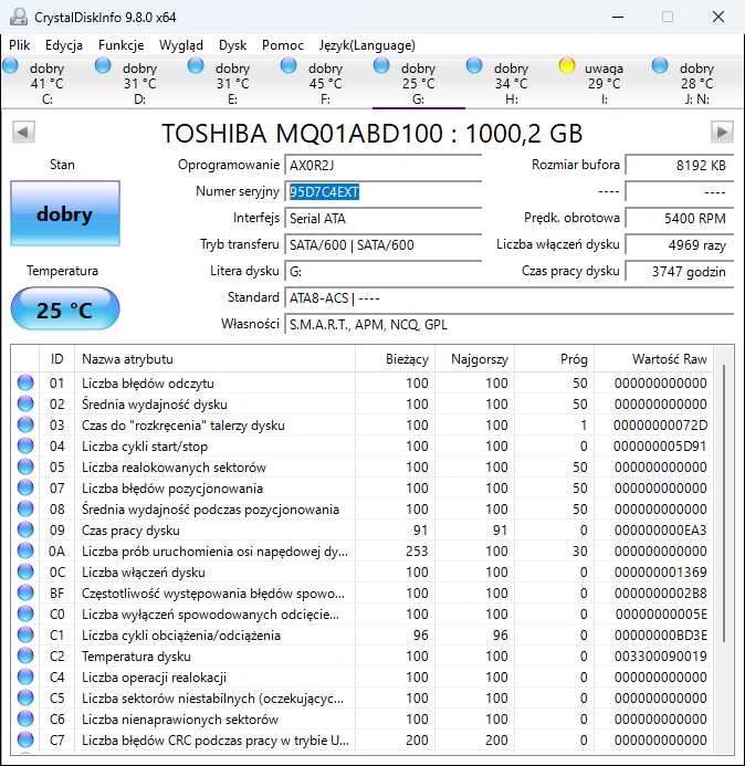 Dysk twardy HDD 2,5/1T