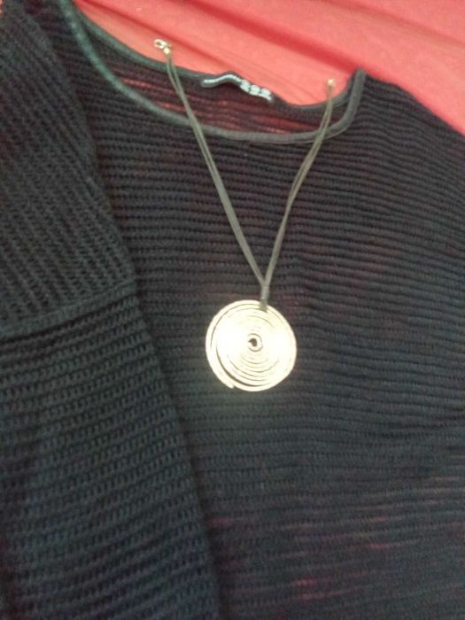 Ażurowy sweterek tunika kardigan czarny plaża L 40