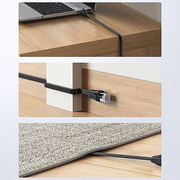 Ugreen płaski kabel sieciowy LAN Ethernet Cat. 6/10m czarny (NW102)