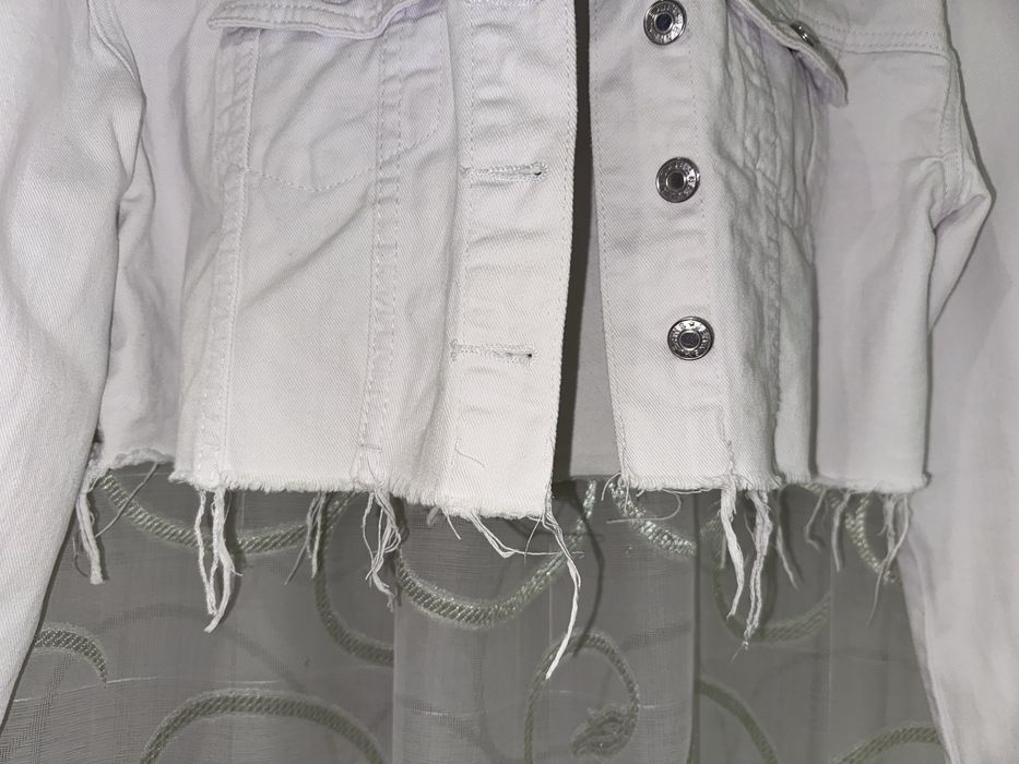 Белая женская джинсовая куртка пиджак s (42-44) 38