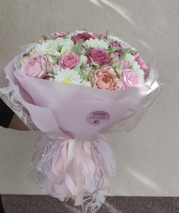 Букет квітів із натурального зефі