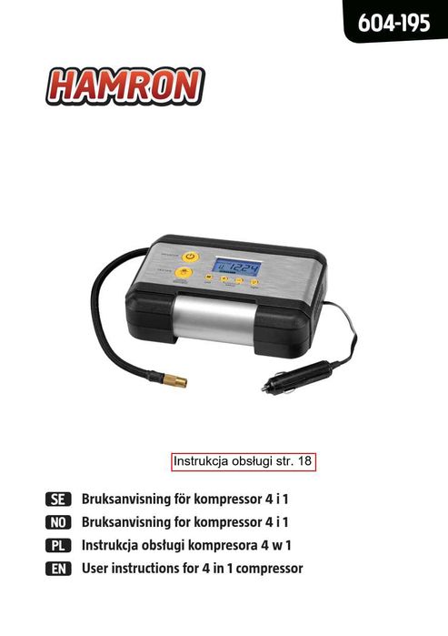 Kompresor samochodowy 4 w 1  12V D /15A /140W
