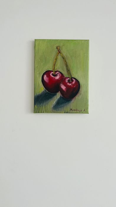 Oryginalny obraz olejny „Wiśnie” – 18×24 cm