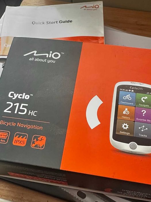 Mio Cyclo 215 HC – GPS rowerowy, użyty 2 razy, pas tętna + uchwyt