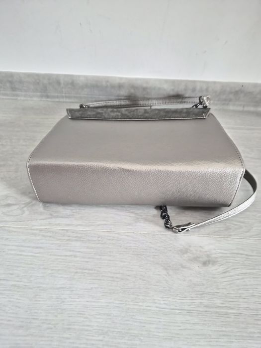 YSL siwa srebrna torebka lancuszek