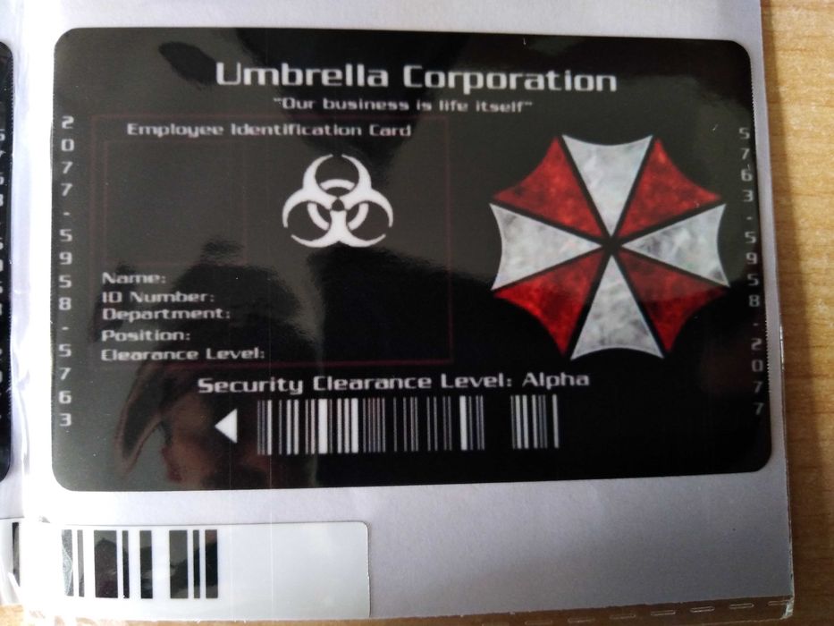 Adesivos Cartão Identificação Umbrella Corporation