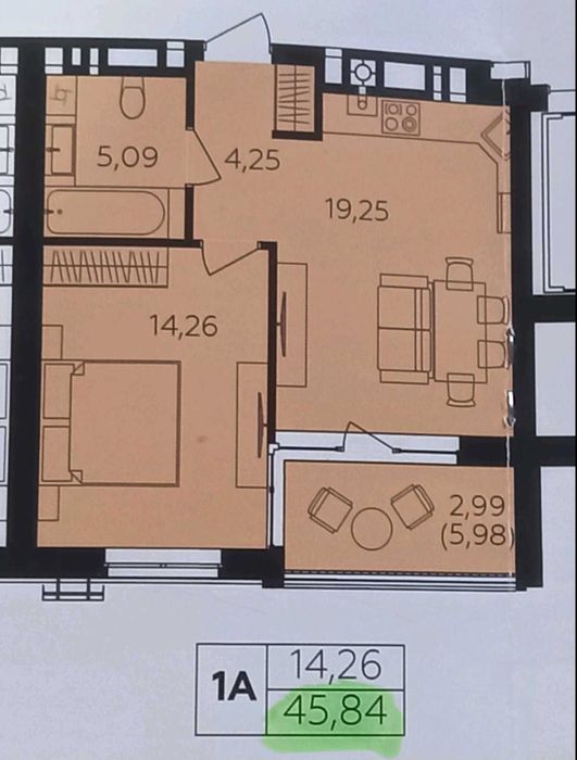 1-room apartment apartment by the address st. Magistratskaya (area 45,8 m²) - Atlanta.ua - photo 7