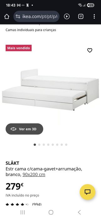 Cama dupla  solteiro (ikea)