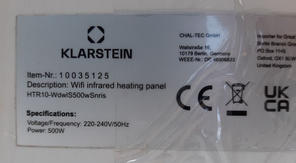 Интеллектуальный инфракрасный нагреватель Wonderwall Air Art Klarstein