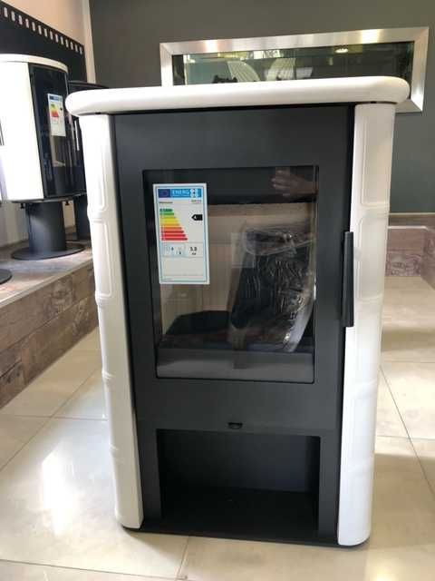 Piec wolnostojący Kaflowy SIENA N02- ceramika biała matowa