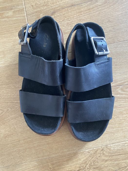 Clarks 37,5 czarne damskie sandały skóra naturalna