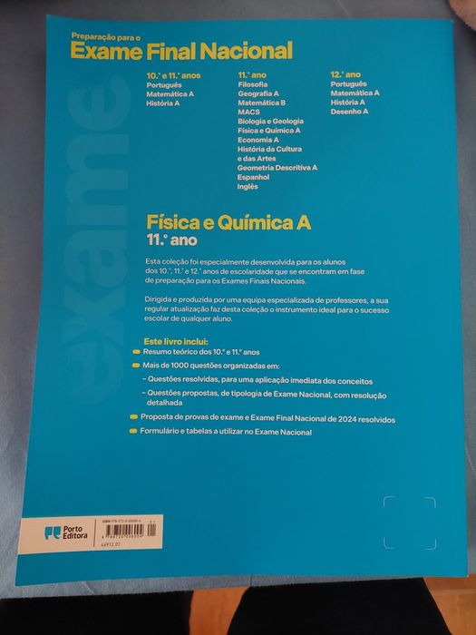 Livro de preparação para o exame Física e Quimica A 2025 Porto Editora