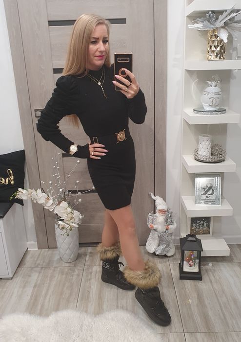 Sukienka bufka czarna OS0098