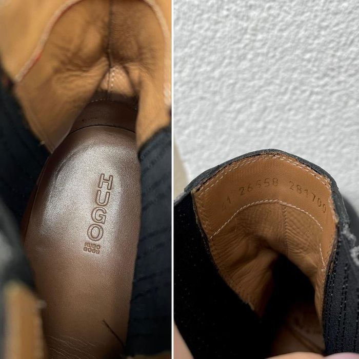 Кожаные мужские черные ботинки челси hugo boss