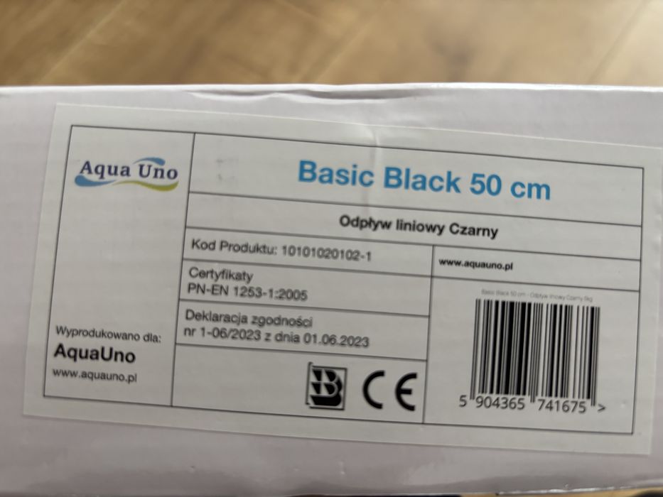 AQUAUNO odpływ liniowy 50 cm NISKI SYFON 52mm CZARNY