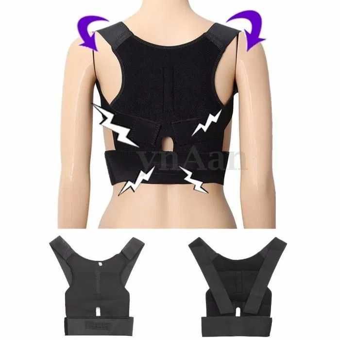 Costas Corretor de Postura Magnético ortopedico preto Coluna. Colete