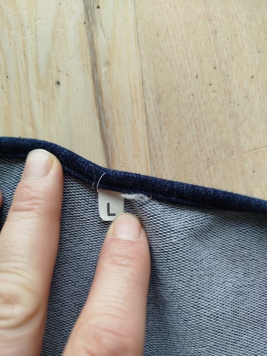 Granatowa sukienka ciążowa a'la jeans jeansowa L ozdobne zamki