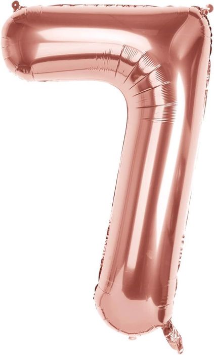 Zestaw 7 urodziny baner balon siedem lat różowy