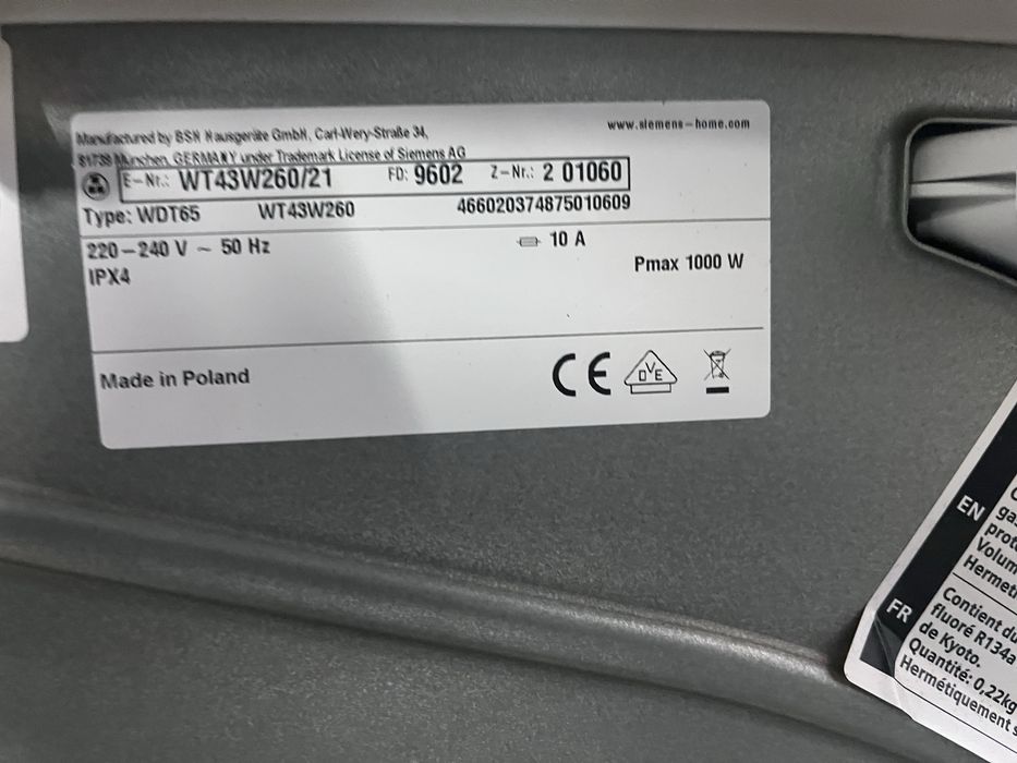 Suszarka SIEMENS na pompie ciepła |12msc |Dobry stan |Dowóz