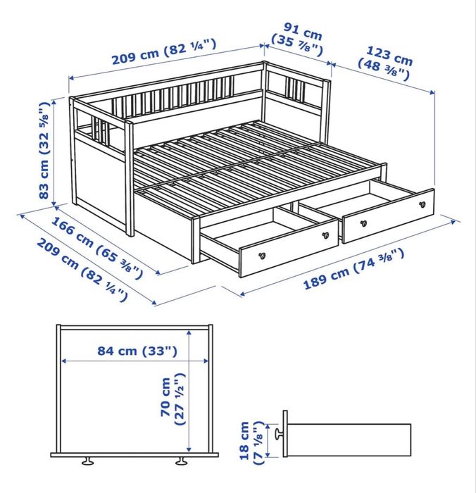 Łóżko Ikea Hemnes  rozkładane