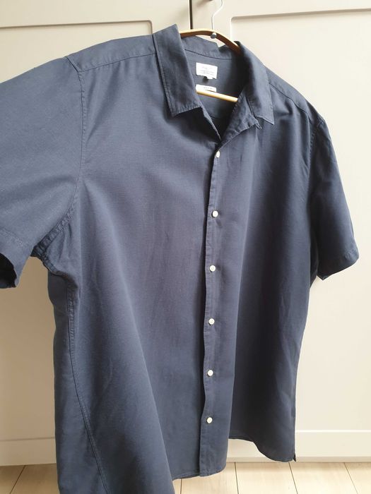 Granatowa koszula męska lniana Next 2XL