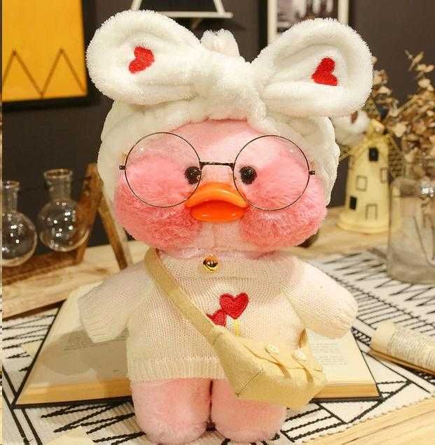 Жовта качка Лалафанфан каченя в окулярах  качечка  LaLafanfan в одязі