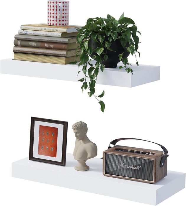 Półki wiszące BONTEC, zestaw 2 sztuki, 40 cm, białe, do łazienki