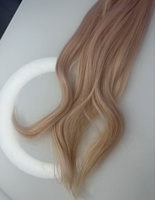 Włos naturalny róż 80g/ 48 cm