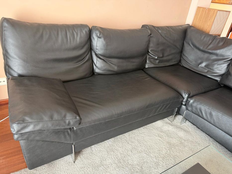 Sofa de canto em pele genuina 2,5 x2,0