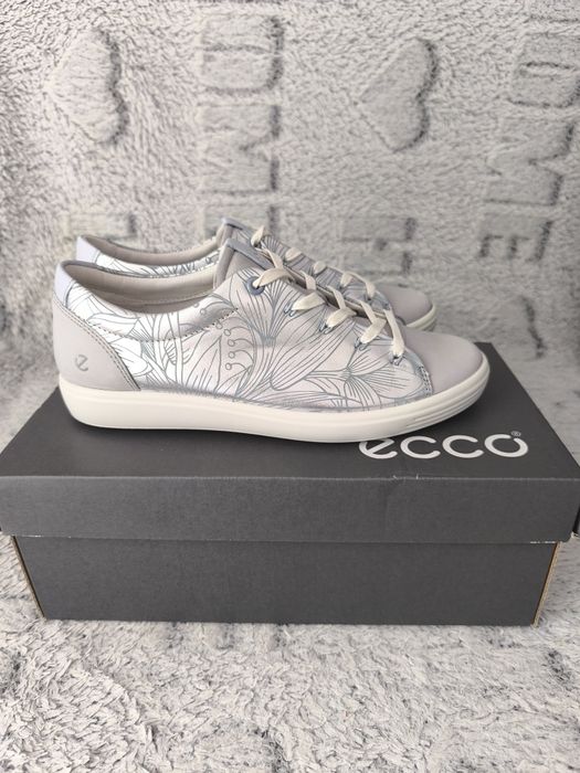 Sneakersy skórzane Ecco Soft 7 srebrne rozmiar 38