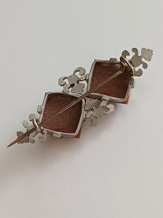 Broszka stara biżuteria kolekcjonerska piasek pustyni wiktoriańska