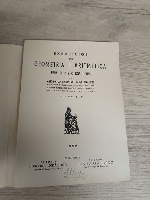 Livro de Exercícios de Geometria e Aritmética.1959