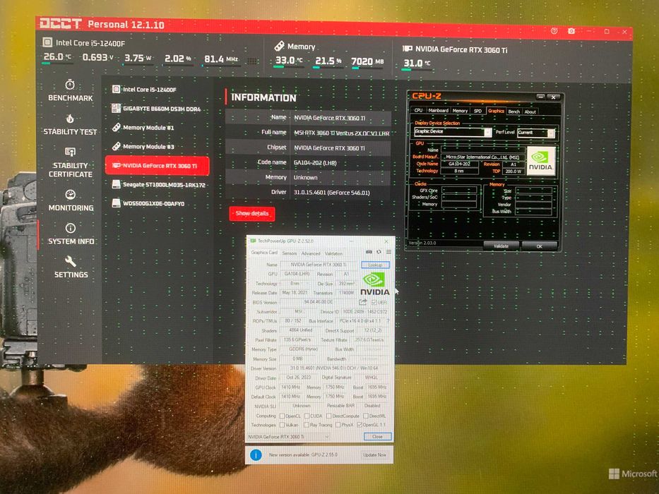 MSI Ventus 2x Nvidia Geforce RTX 3060 TI [Avariada]