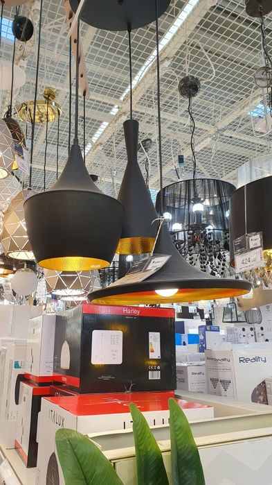 Lampa 3-kloszowa czarno-złota