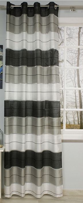 Komplet zasłon 140 x250 2 szt pasy :szary, biały, czarny