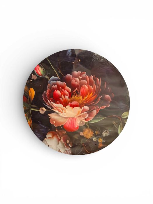 Obraz okrągły kwiaty dekoracja ścienna 38cm